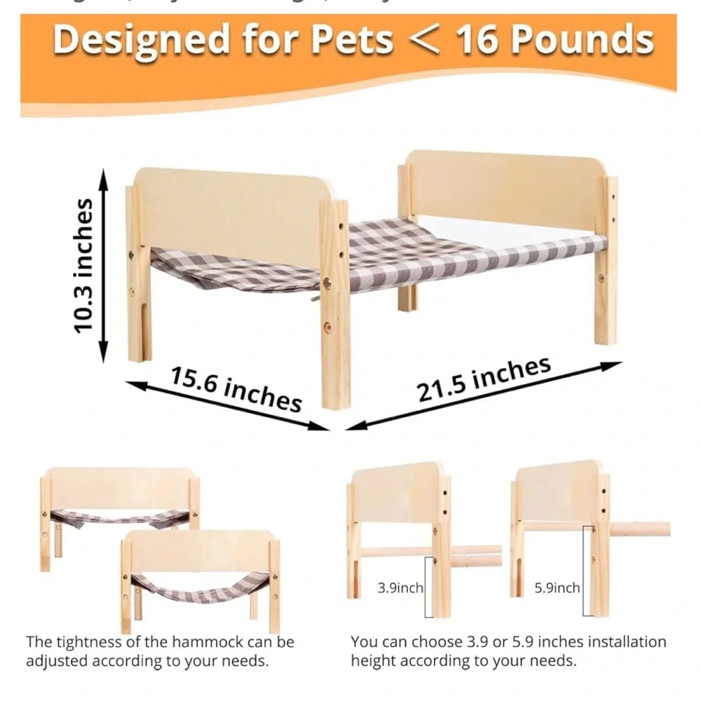Wooden Pet Bed..Stackable..Adjustable for small animals..(NWT)